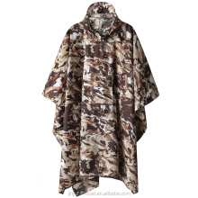 custom adult waterproof polyester raincoat for men mountaineering climbing camouflage military poncho